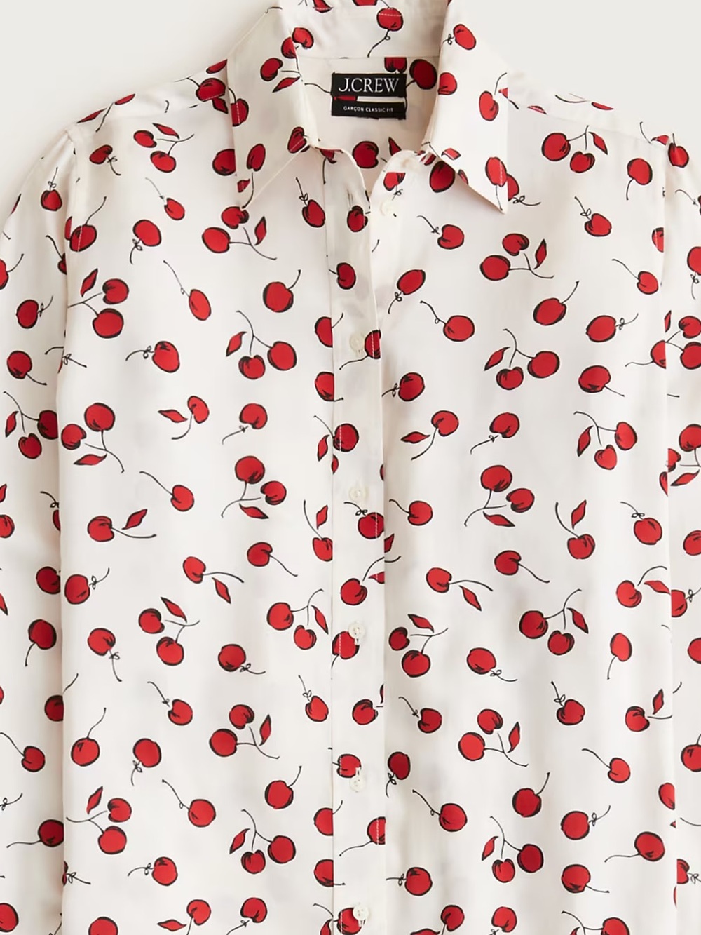 J. Crew Jules drapey classic-fit shirt in cherry print - NWT